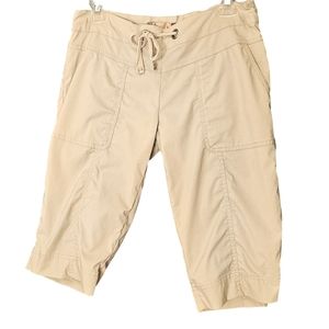 Prana Cream Pullon Drawstring Waist Pockets Capri Pants Women's S